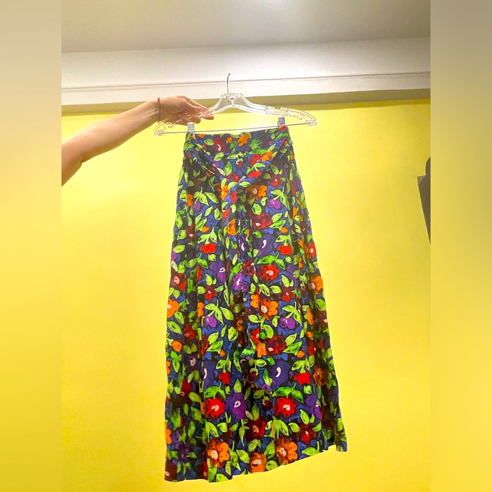 Floral midi skirt with tie elastic waist, worn once